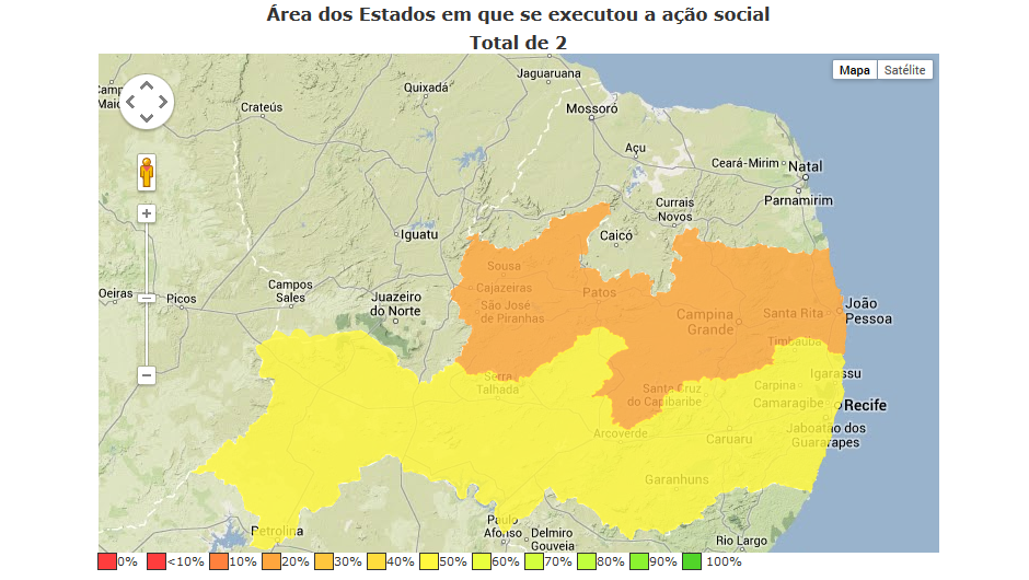 Andamento de projeto por estado